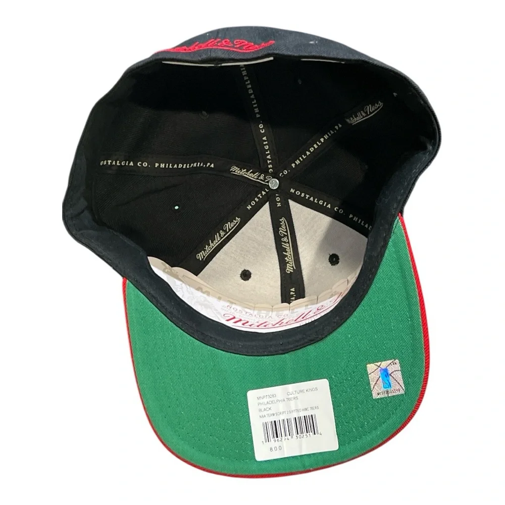 Philadelphia 76ers Mitchell & Ness Black and Red 8 Flatbill Fitted Cap